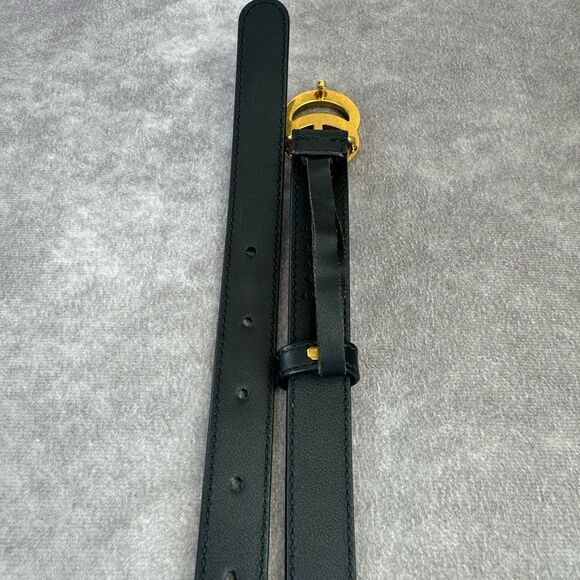 Authentic Gucci Black Leather Slim GG Marmont Belt 409417 80/32 - Picture 8 of 10